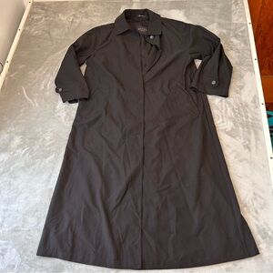 Sanyo Long Trench Coat Womens PS Petite Small Black Career Academia Single Layer